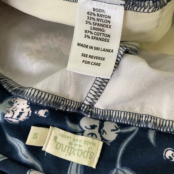 Spartina 449 Maren Pants Size S Navy Blue Floral Stretch Kick Flare Crop Classic - Picture 11 of 14